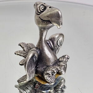 A. G. Silgato Italy Pewter Figurine Of Happy Comical Bird